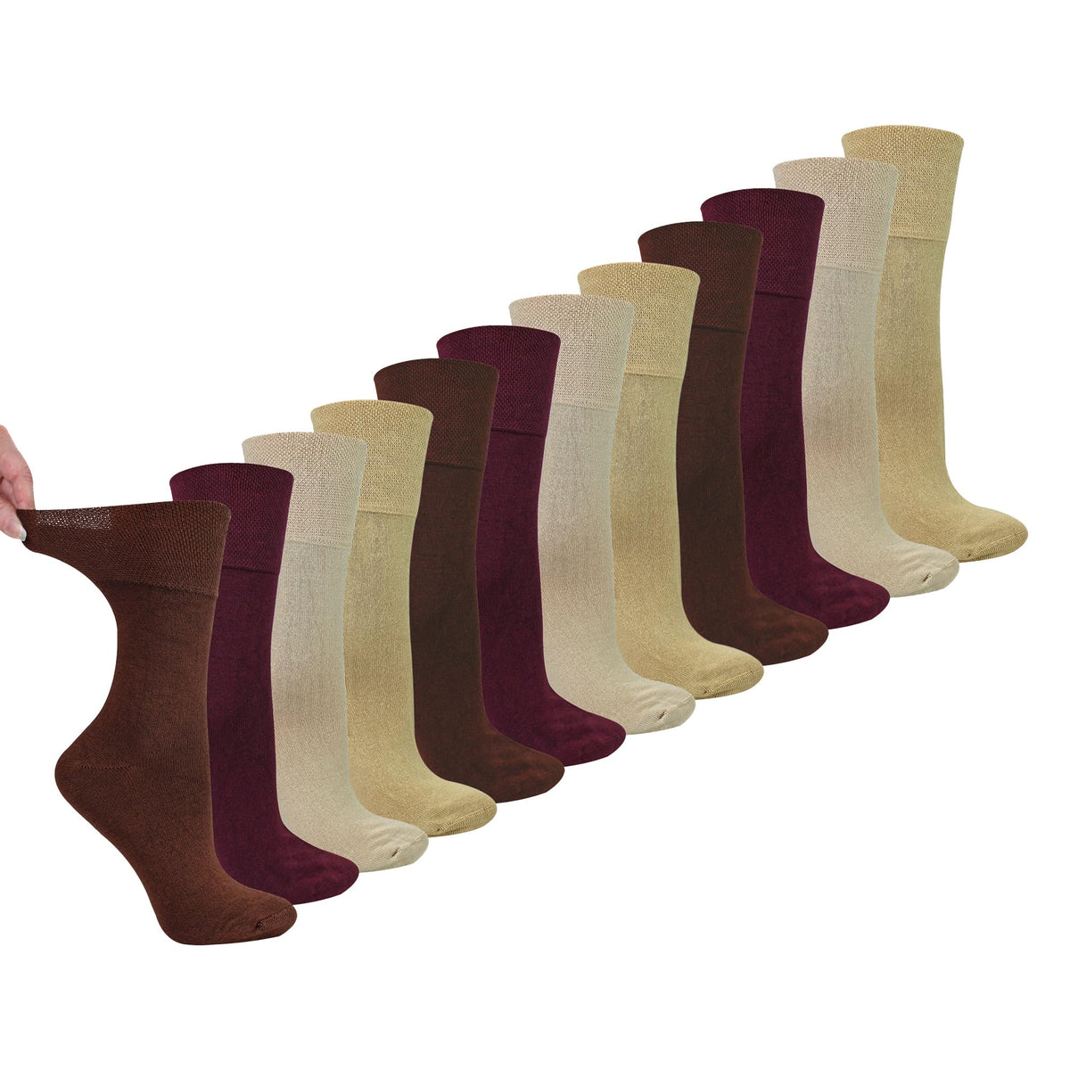 12 Pairs Womens Seamless Diabetic Socks L840