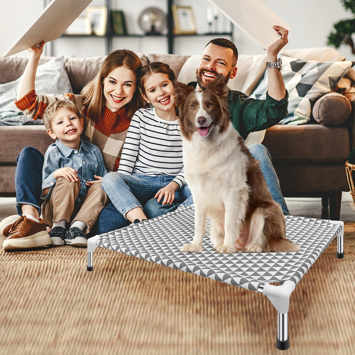 Medium Cotton Elevated Outdoor Dog Bed Z682831