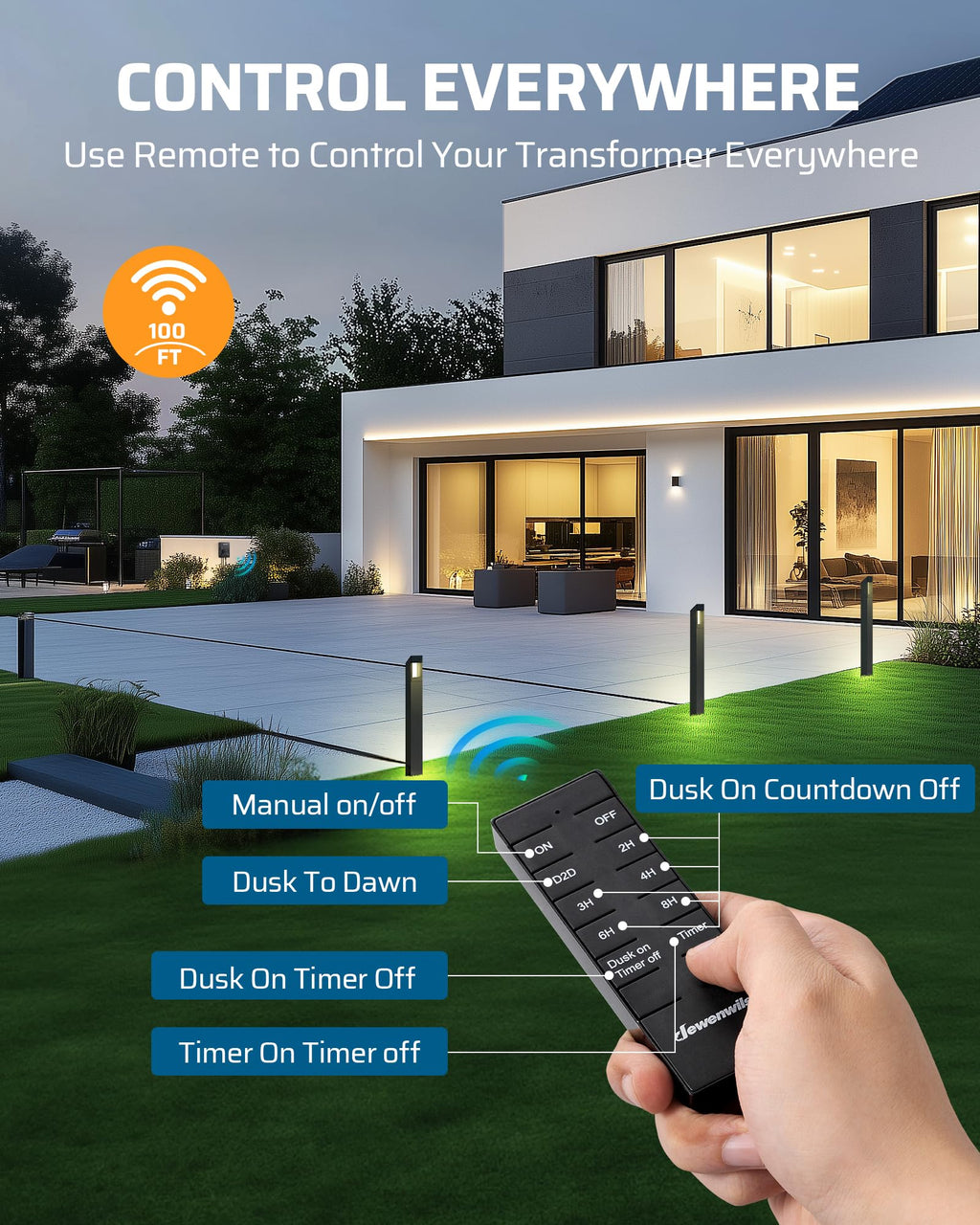 300W Low Voltage Transformer with Remote Photocell Sensor & Timer Y15833
