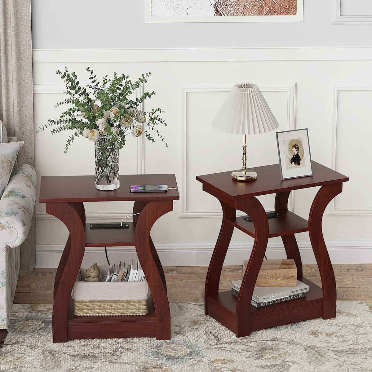 3 Tier End Table with Charging Station X572275