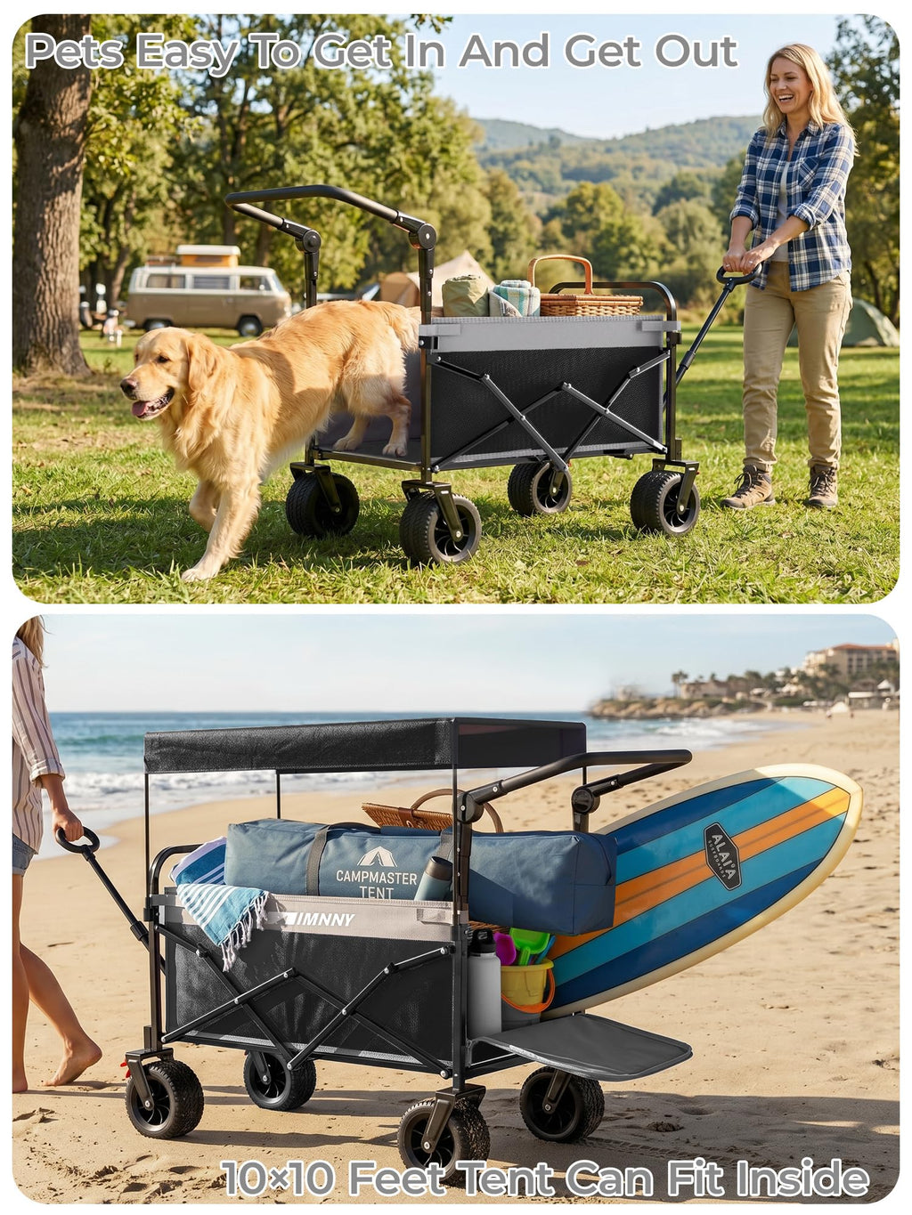 Collapsible Wagon with Canopy Black P495927