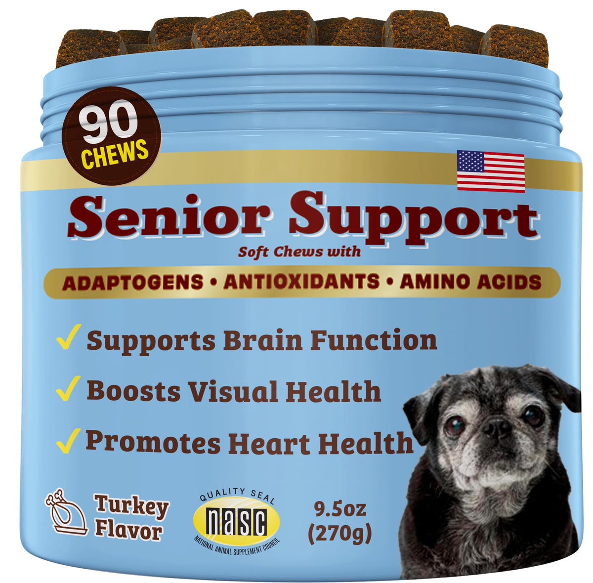 Senior Dog Supplements Vitamins Chew 90 cnt P618424
