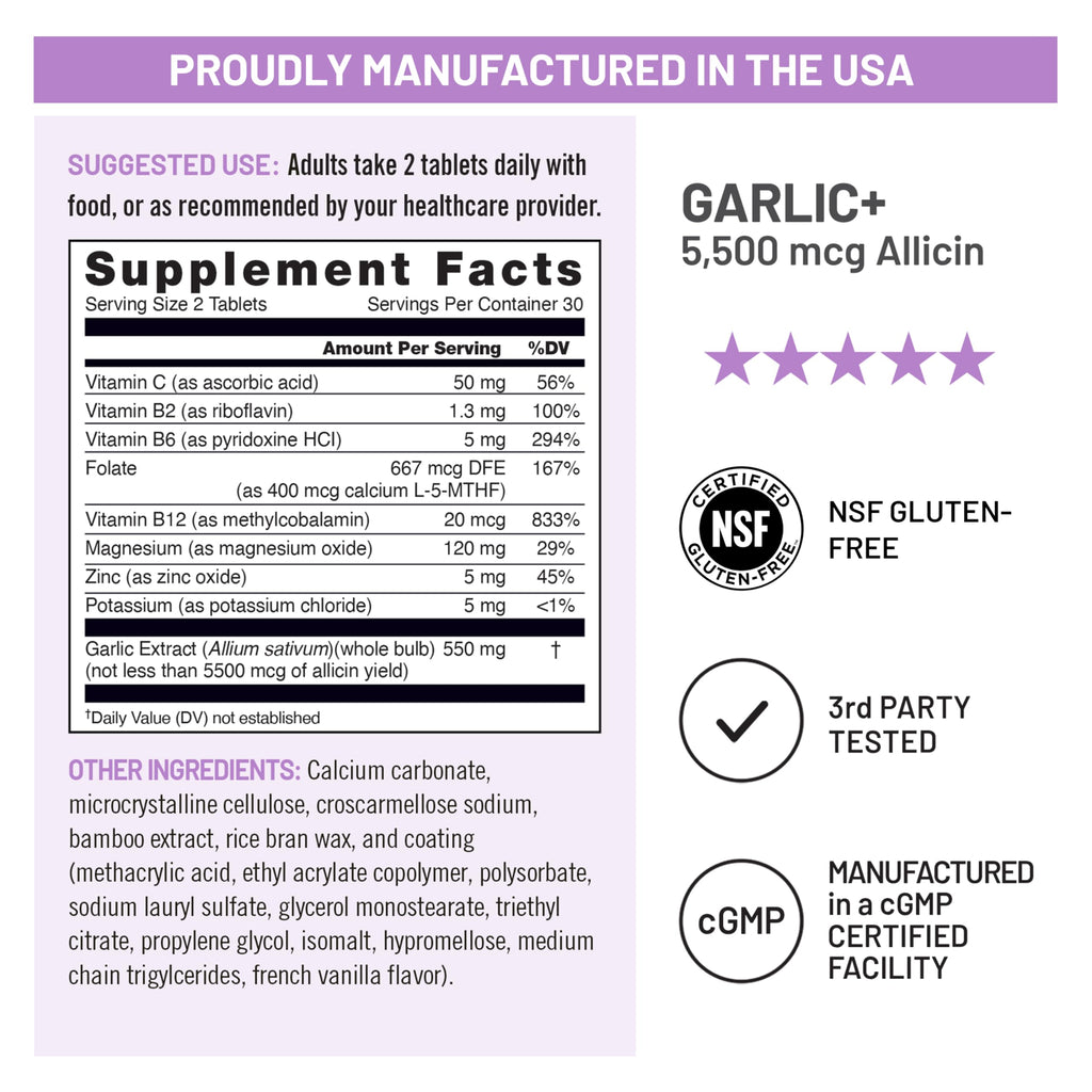 Garlic Extract 5,500 mcg Vegan Tablets 60 Count Z4776