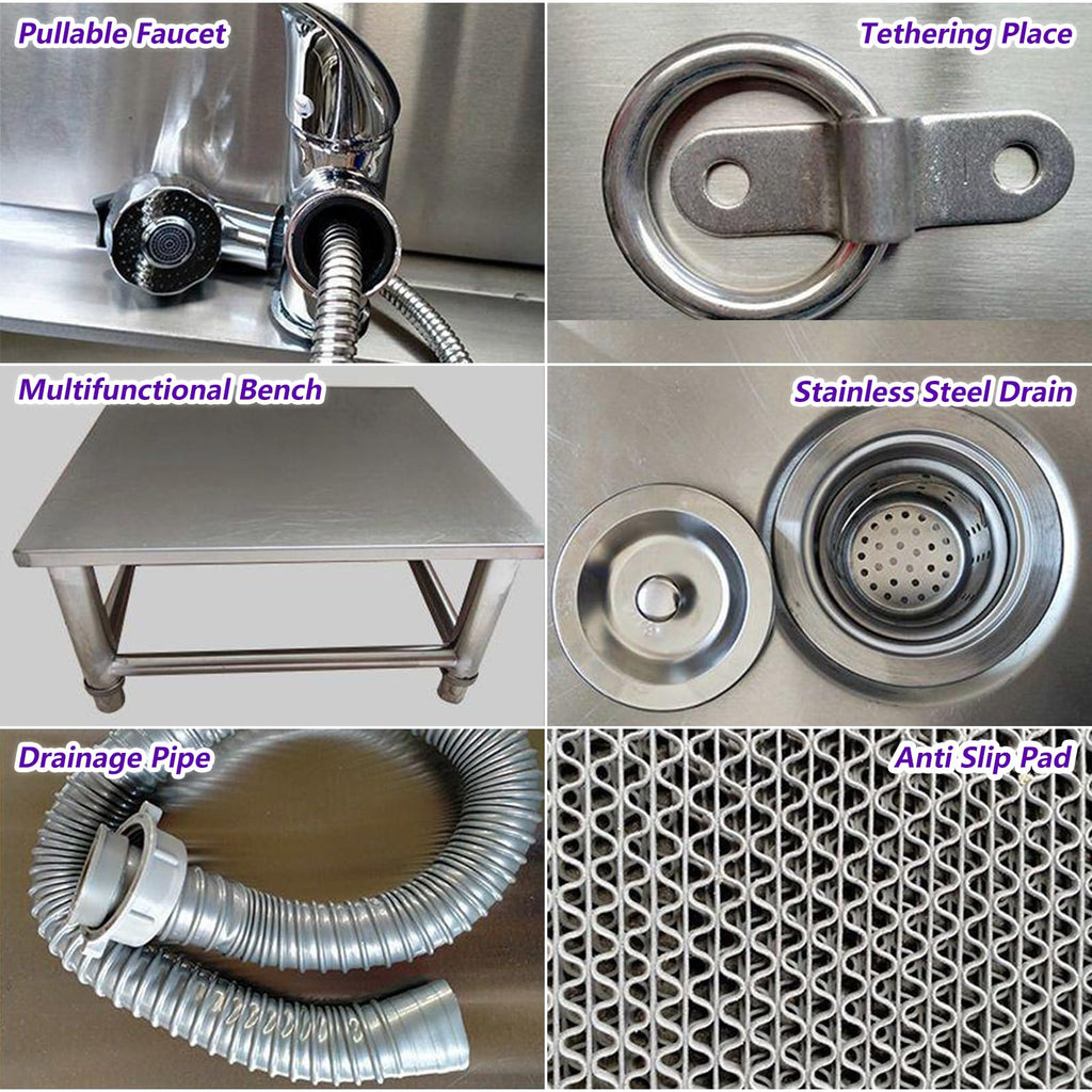 53'' Stainless Steel Pet Grooming Tub with Walk-in Stairs F4332