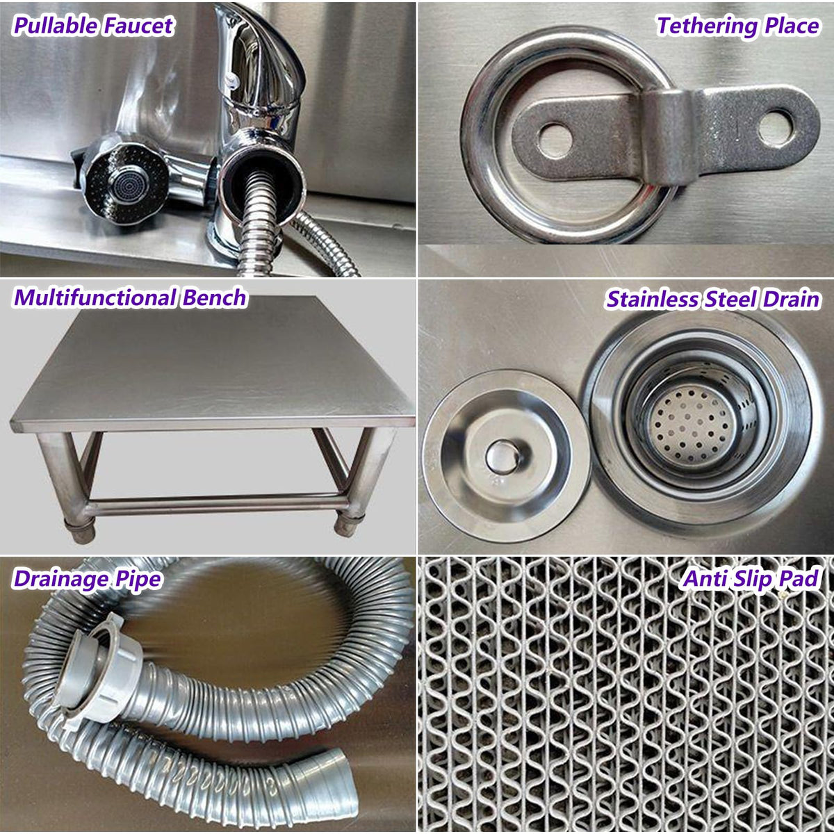 53'' Stainless Steel Pet Grooming Tub with Walk-in Stairs F4332