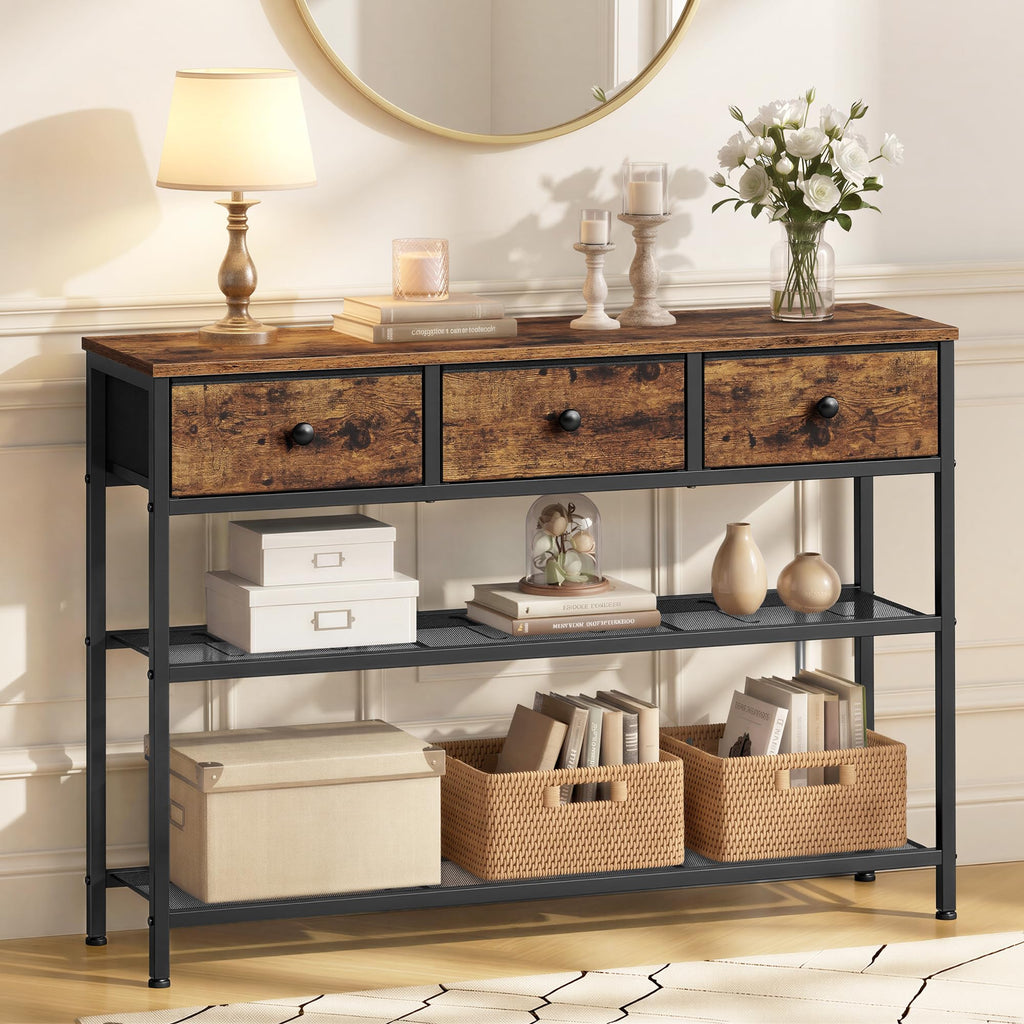 Console Table with 3 Fabric Drawers D221942
