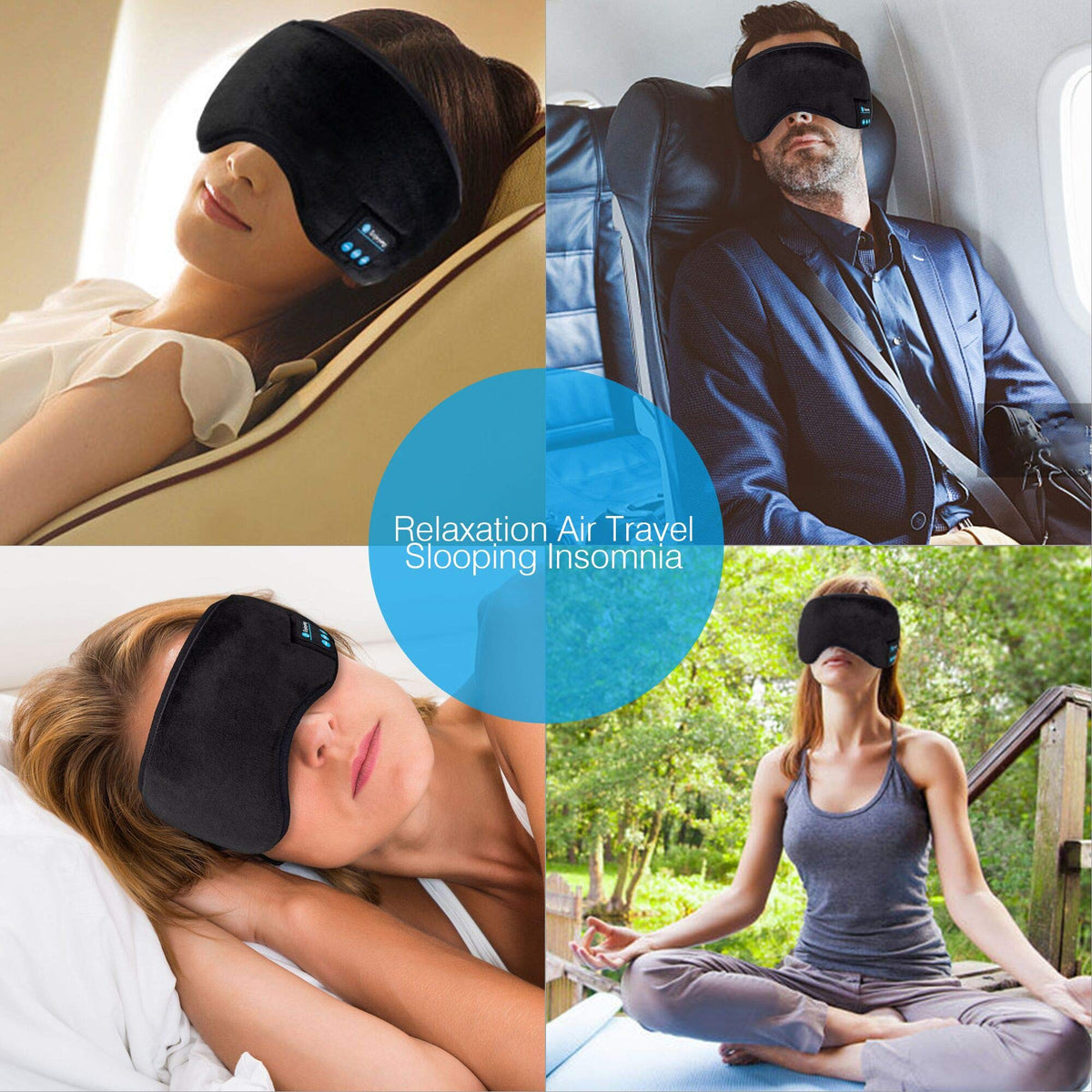 Bluetooth Sleep Headphones Eye Mask with Built-in Speakers Microphone R2129