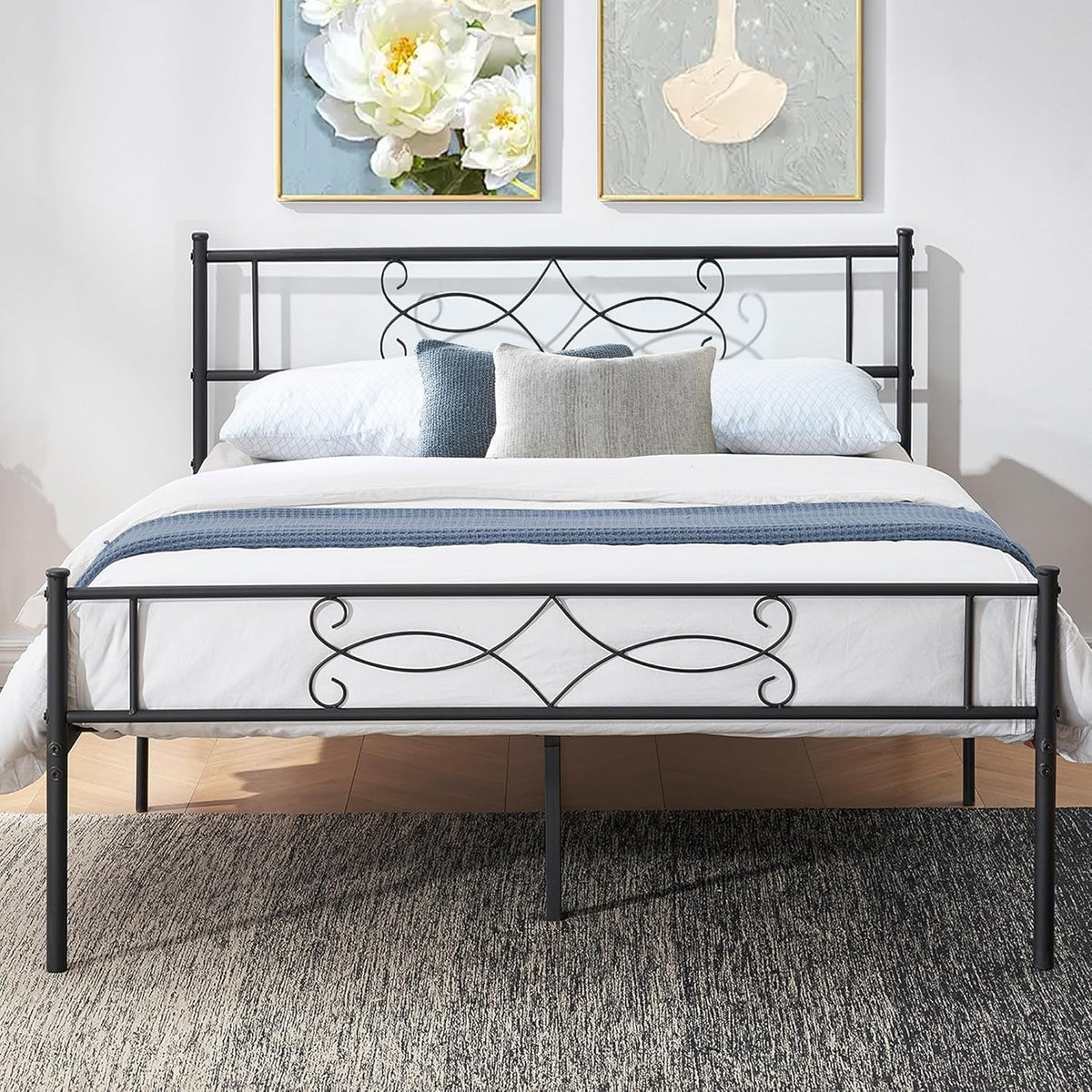 14" Full Size Metal Platform Bed Frame with Headboard C810