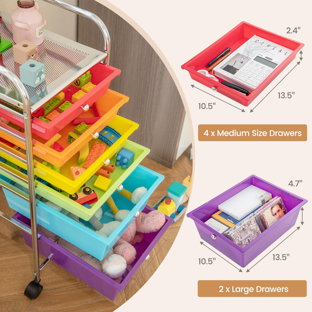 6 Drawer Rolling Storage Cart I36344