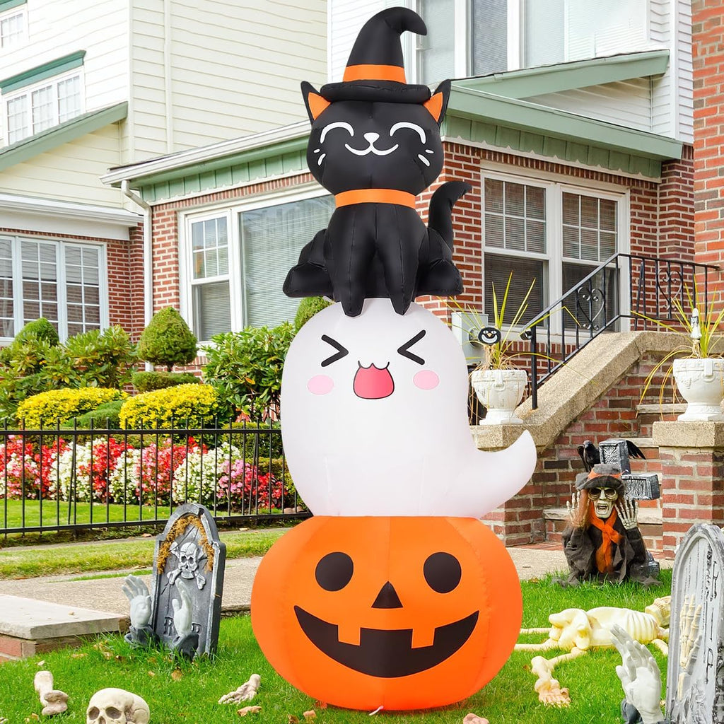 6 FT Halloween Inflatables Pumpkin Ghost Cat Outdoor Decorations M905