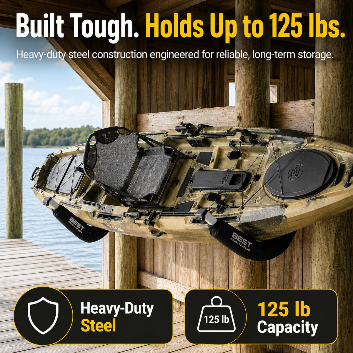 Kayak Wall Mount Storage Rack, Heavy Duty Steel, 125LB Capacity V895634