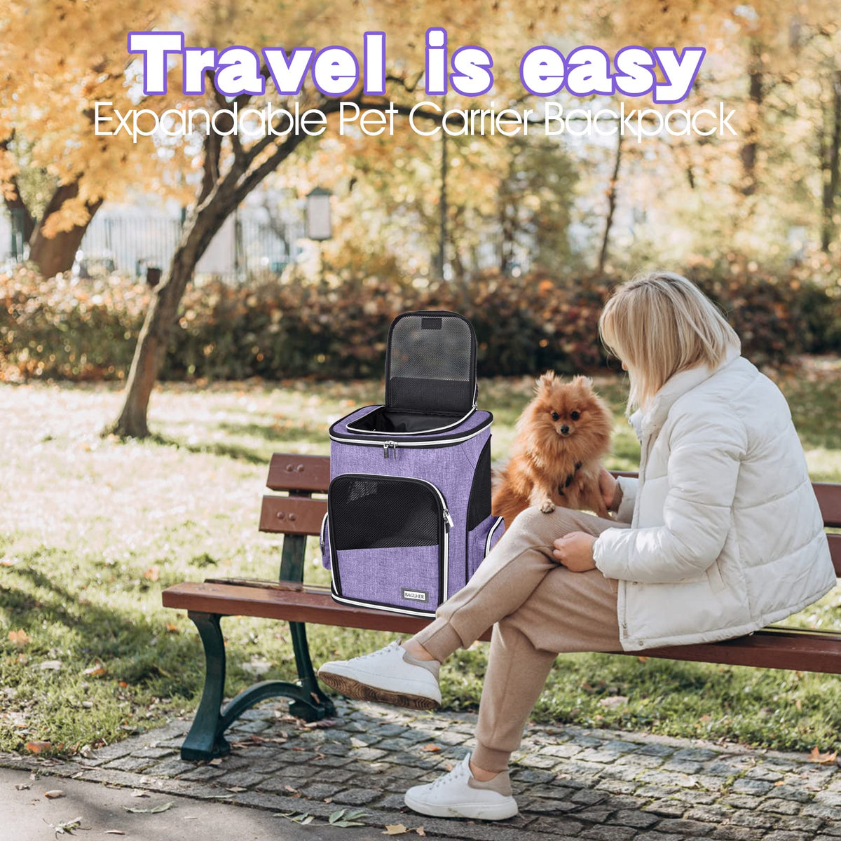 Expandable Ventilated Pet Carrier Backpack T64121