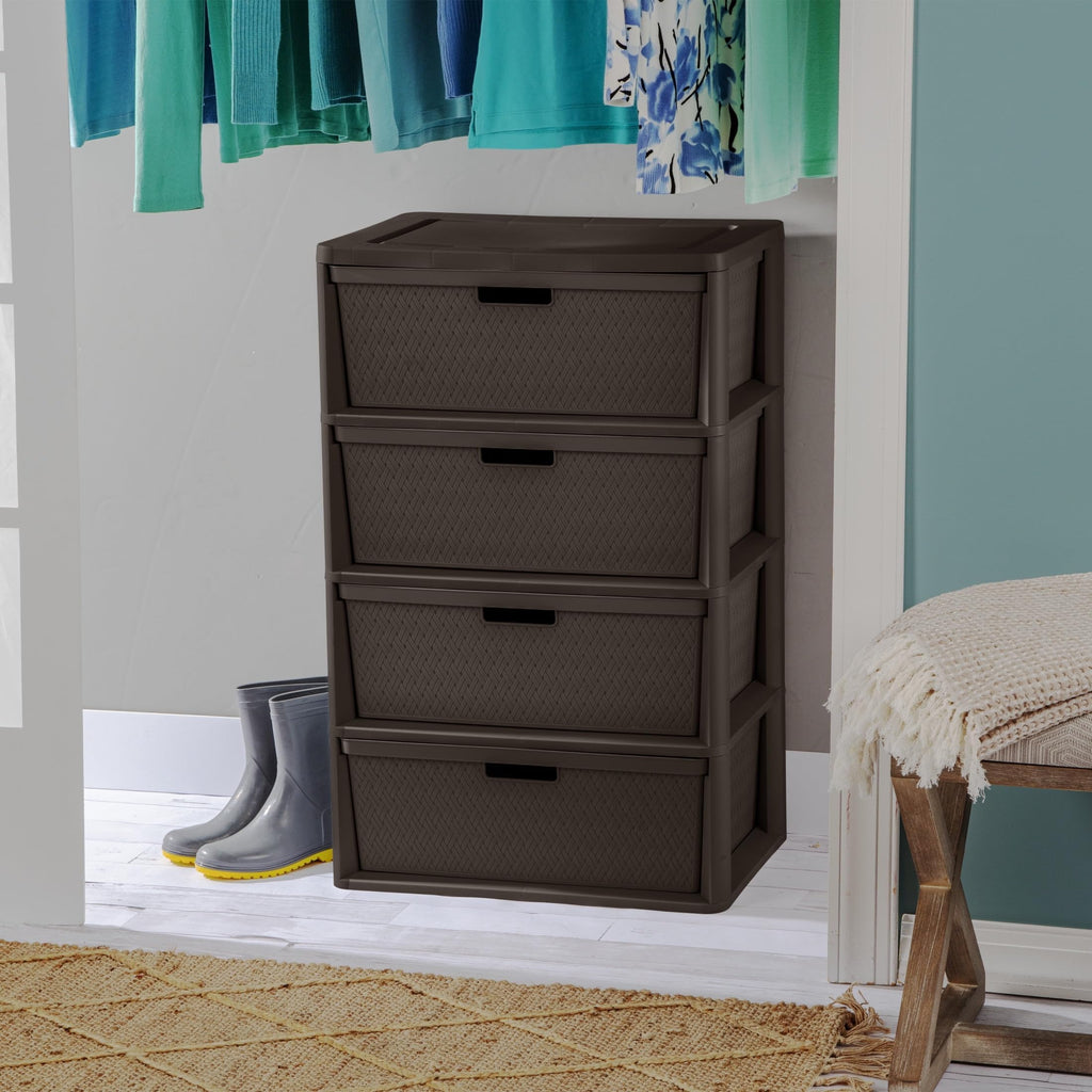 4 Drawer Plastic Storage Tower Brown E466