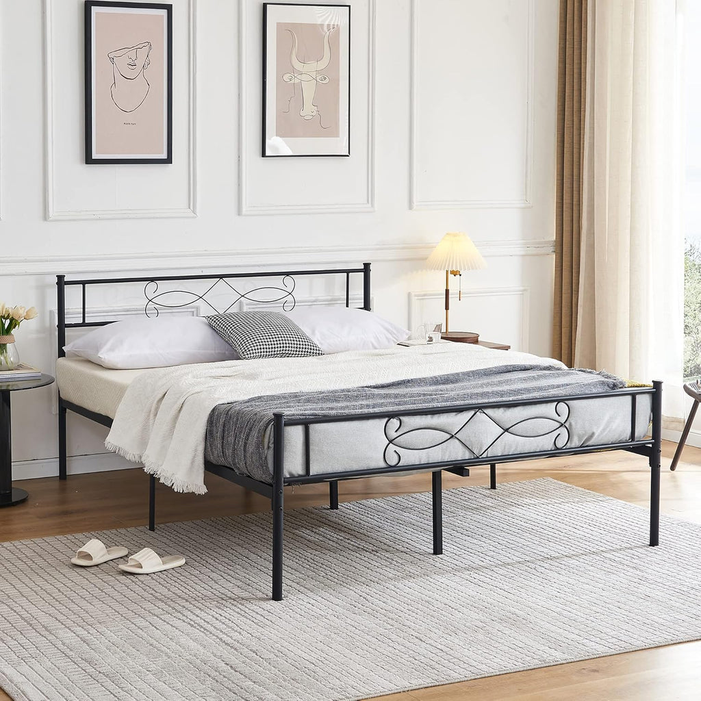 14" Full Size Metal Platform Bed Frame with Headboard C810