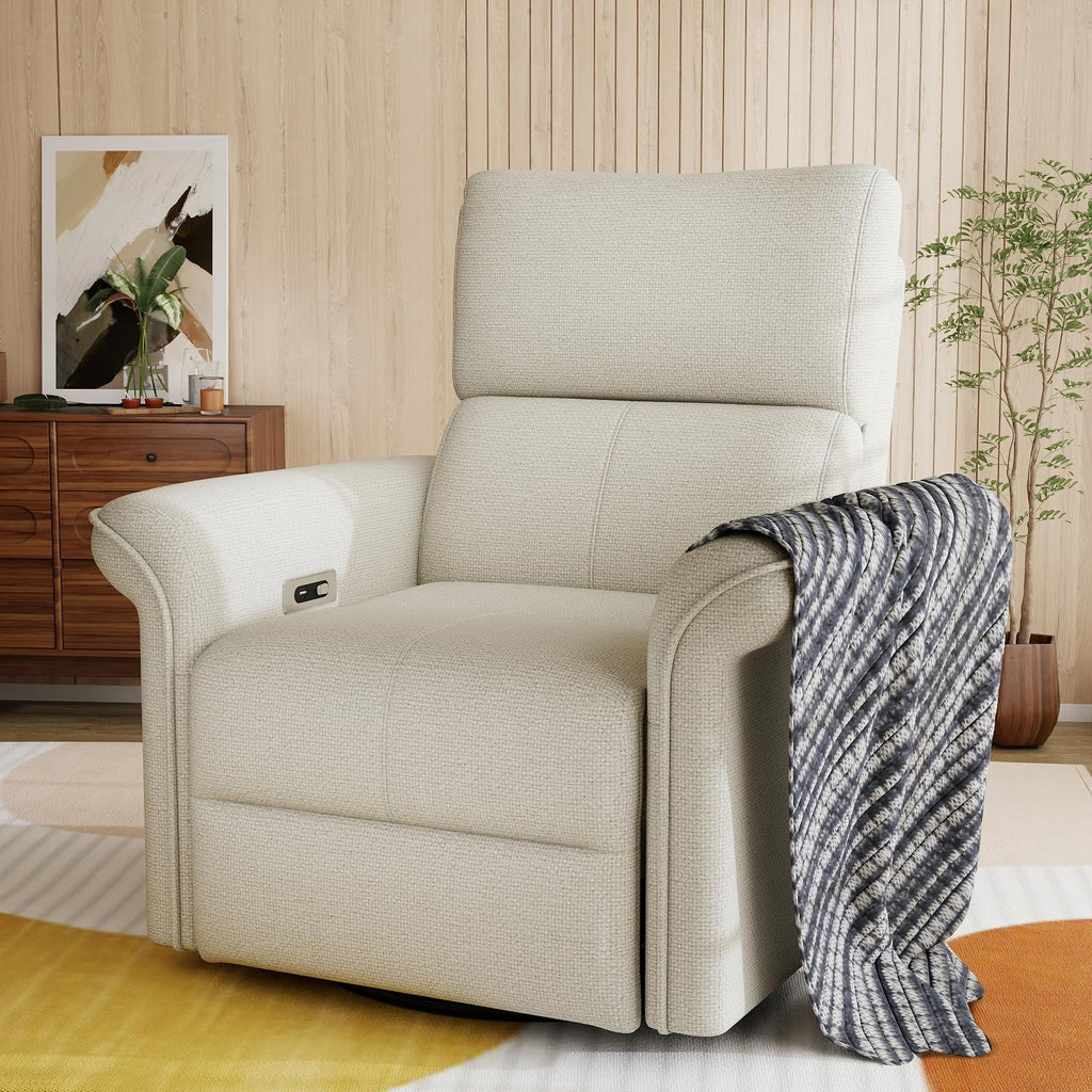 Fabric Light Gray Swivel Rocker Recliner Chair S911