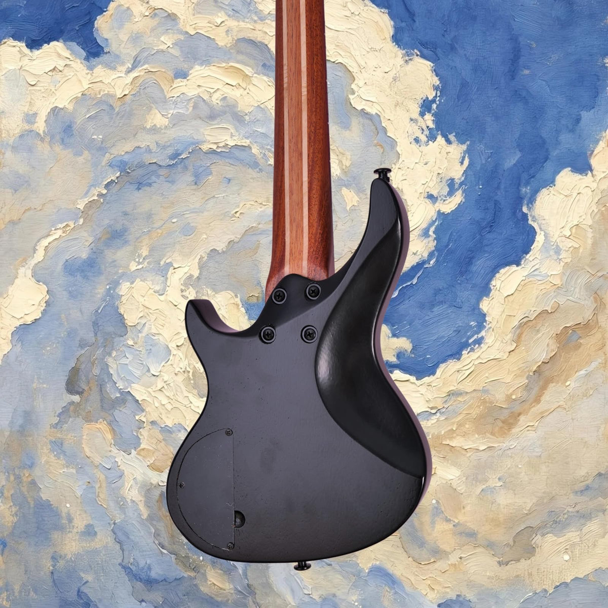Matte Black Solid Wood 4 String Short Scale Electric Bass Guitar with Humbucker Pickup and Gig Bag G140