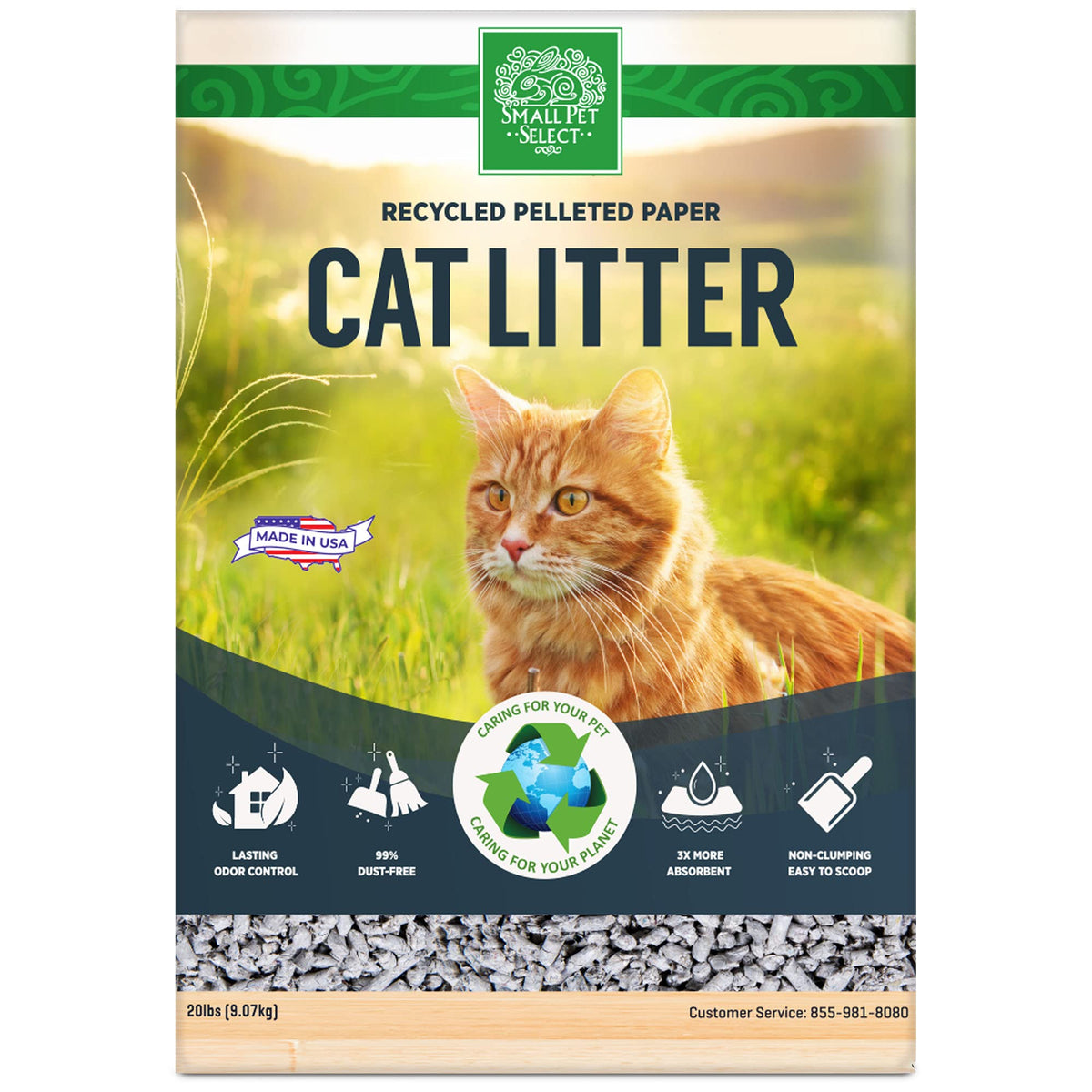 Recycled Paper Cat Litter, Non-Clumping, 20 lb A53901