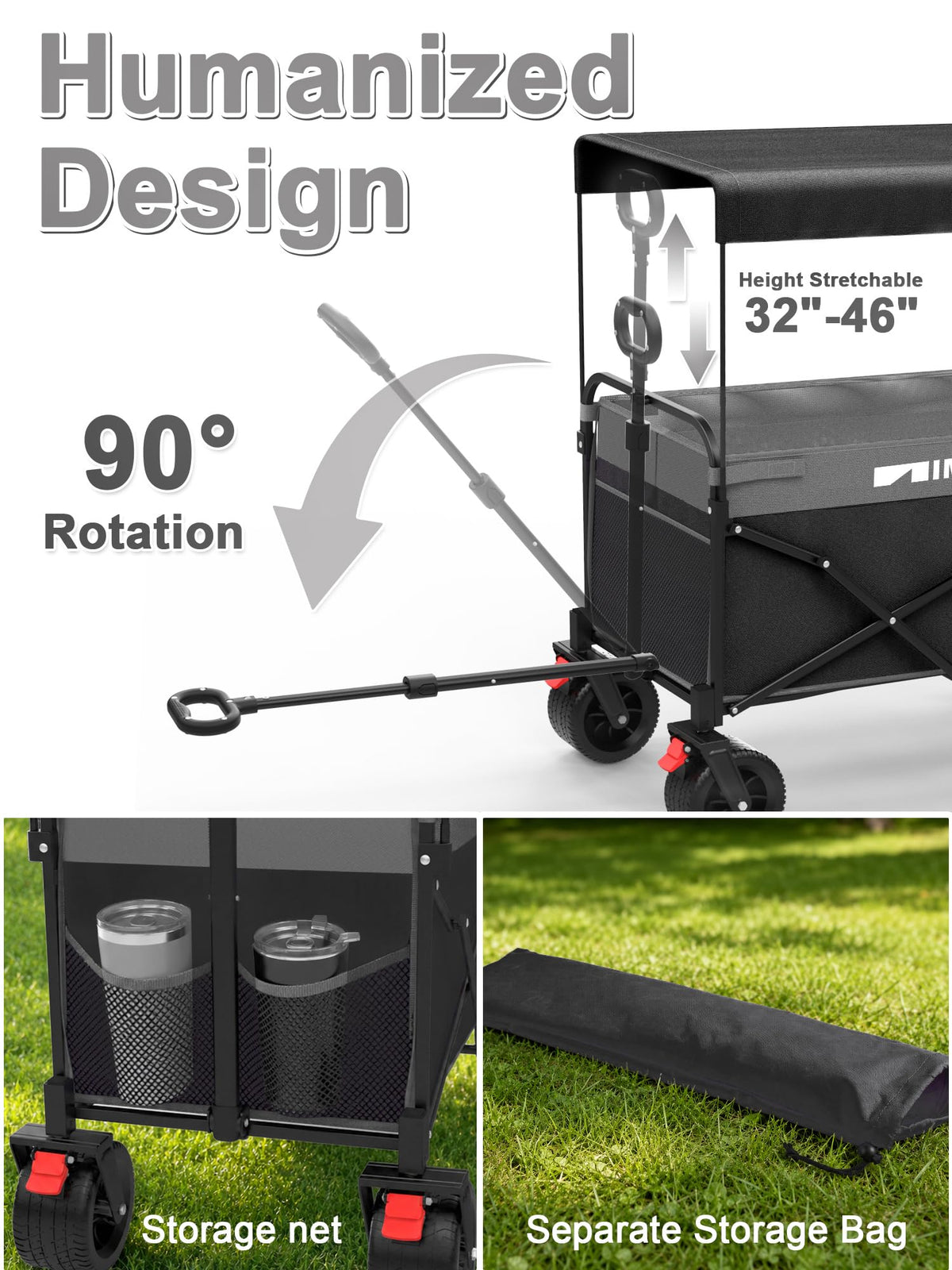 Collapsible Wagon with Canopy Black P495927