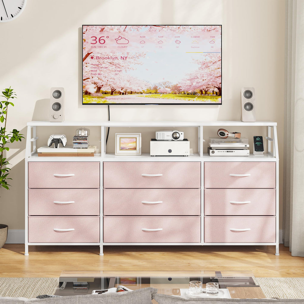 Pink 9 Fabric Drawer Dresser T80653