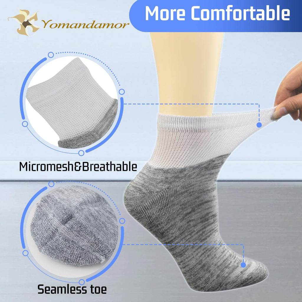 6 Pairs Diabetic Ankle Socks with Non-Binding Top and Cushion Sole Z24455