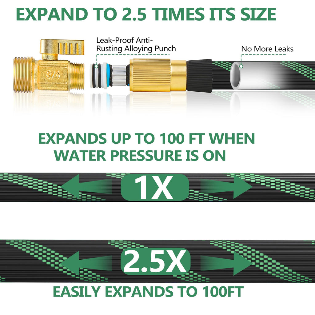 100FT Garden Hose with 10-Pattern Nozzle P393