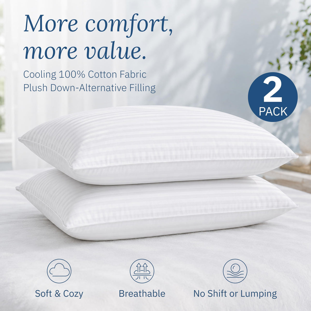 White King Size Bed Pillows Set of 2 B178086