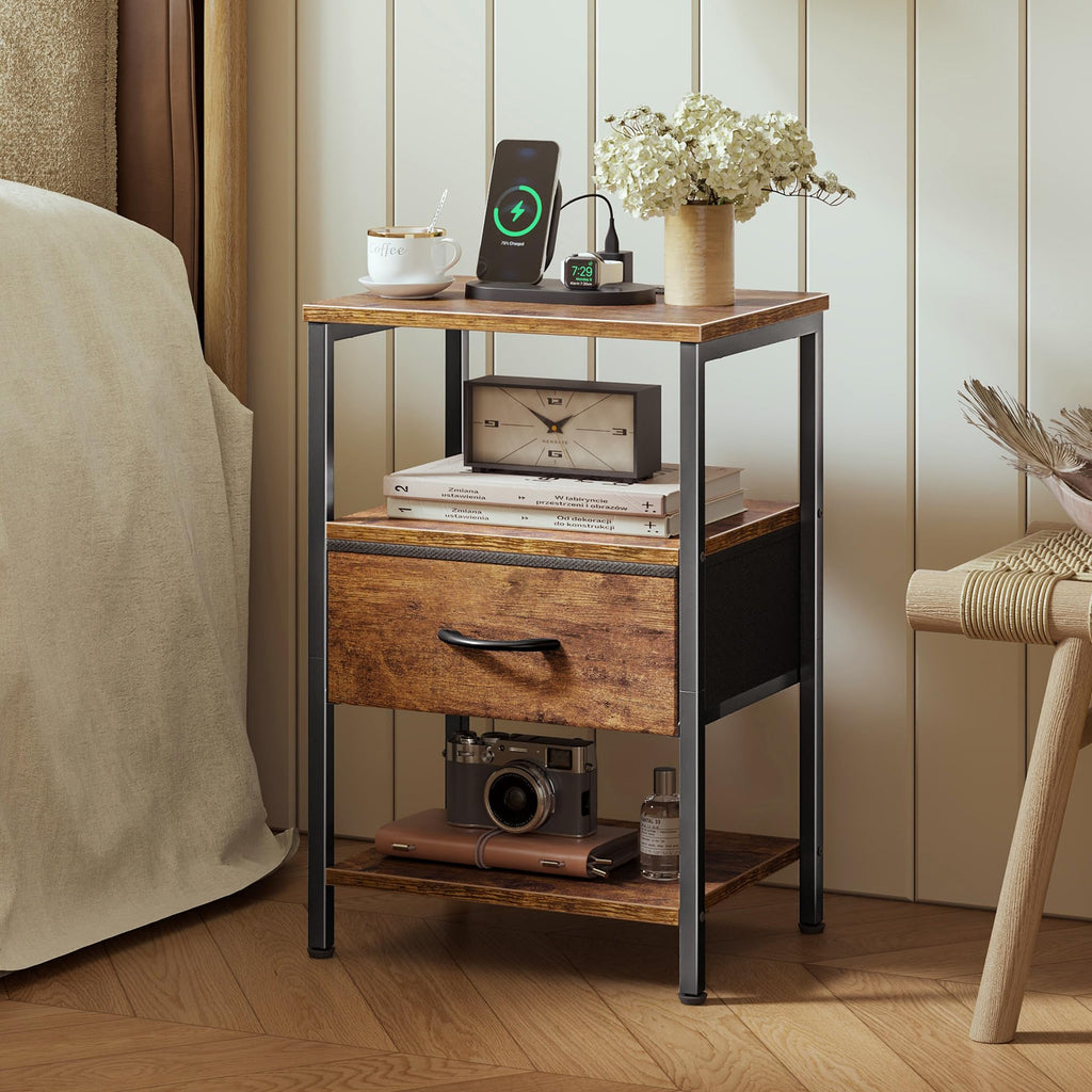 3-Tier Nightstand with Charging Station C733341