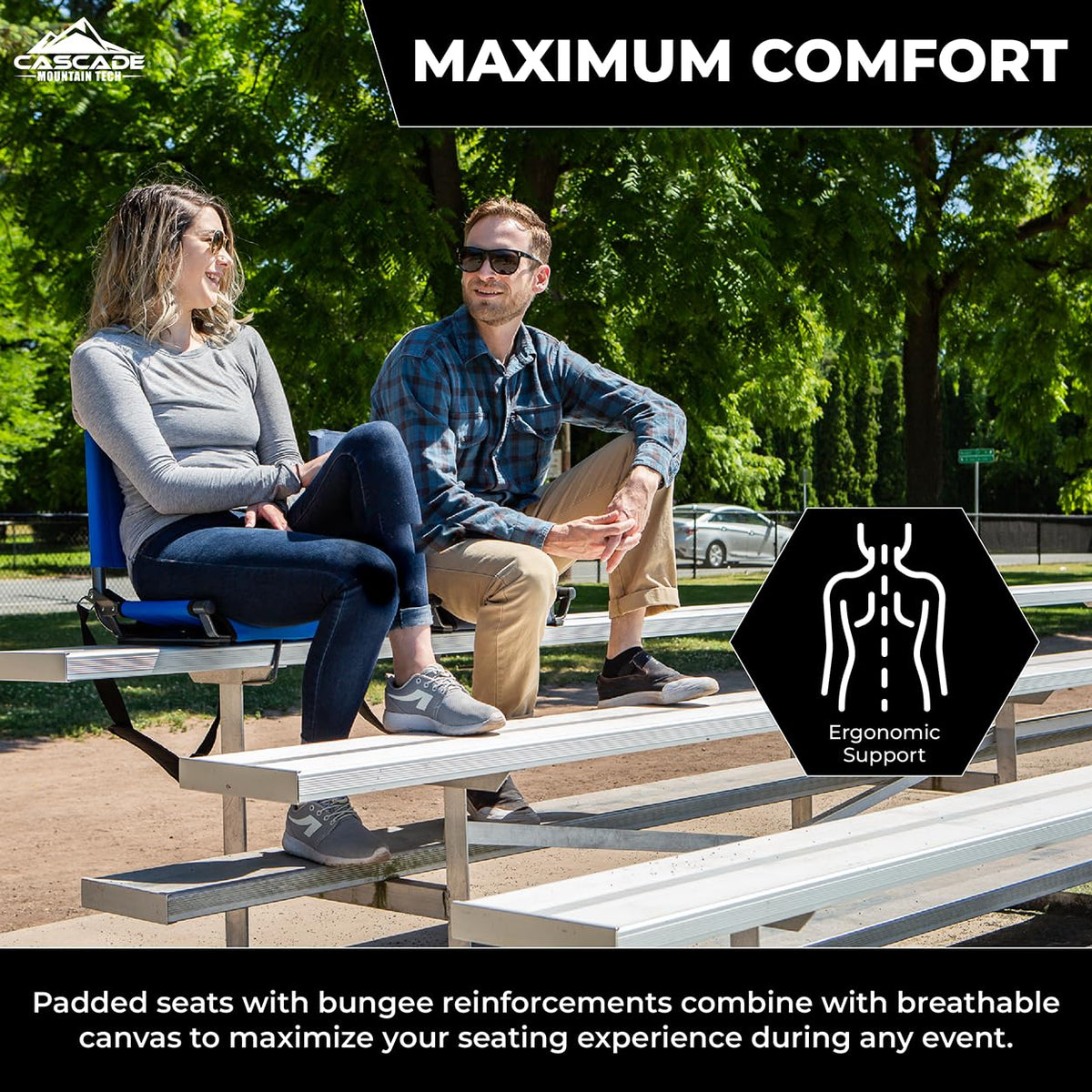 Portable Folding Steel Stadium Seats for Bleachers, Black K538