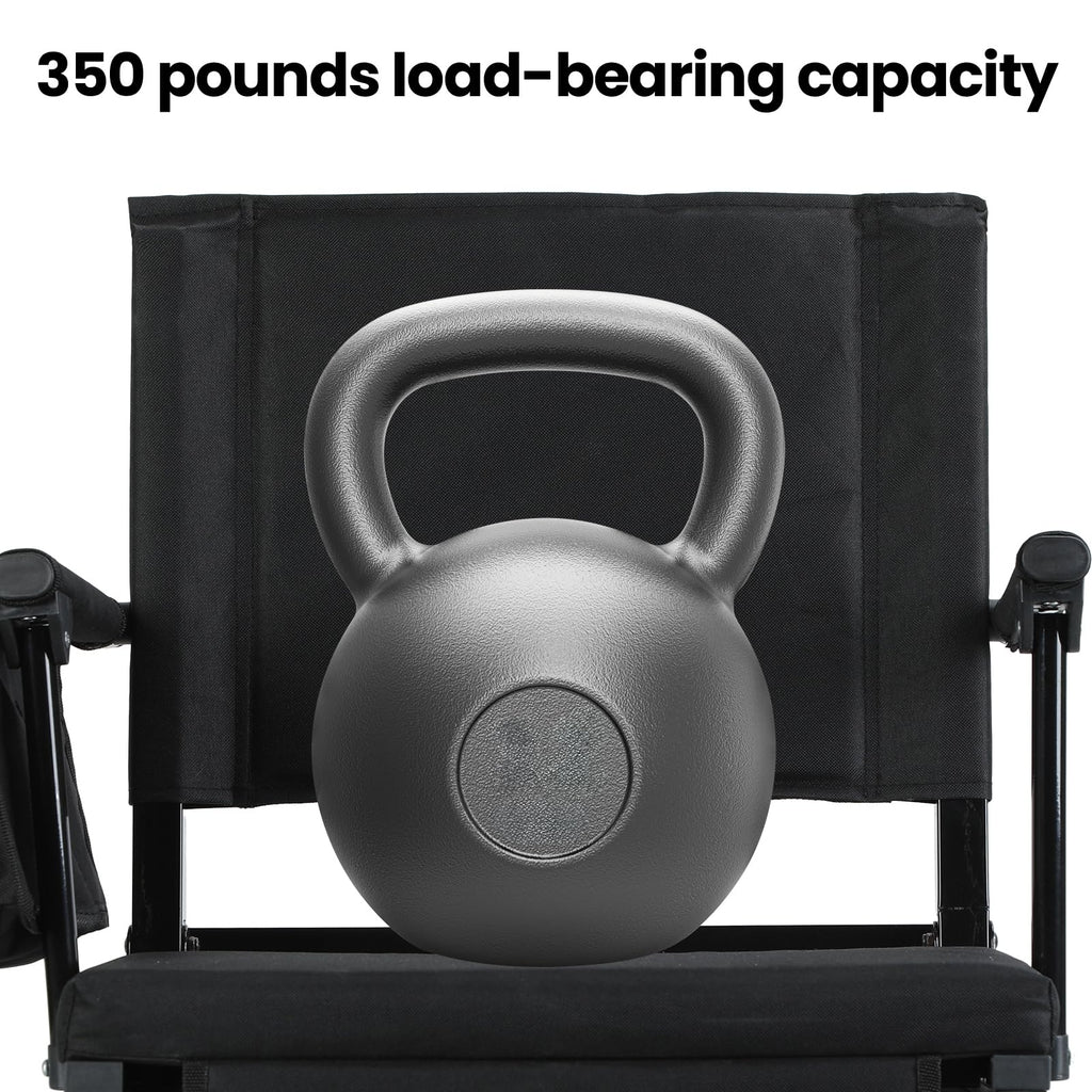 2 Pcs Folding Stadium Seat with Back Support & Cushion Black K383
