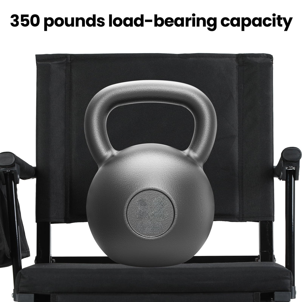 2 Pcs Folding Stadium Seat with Back Support & Cushion Black K383