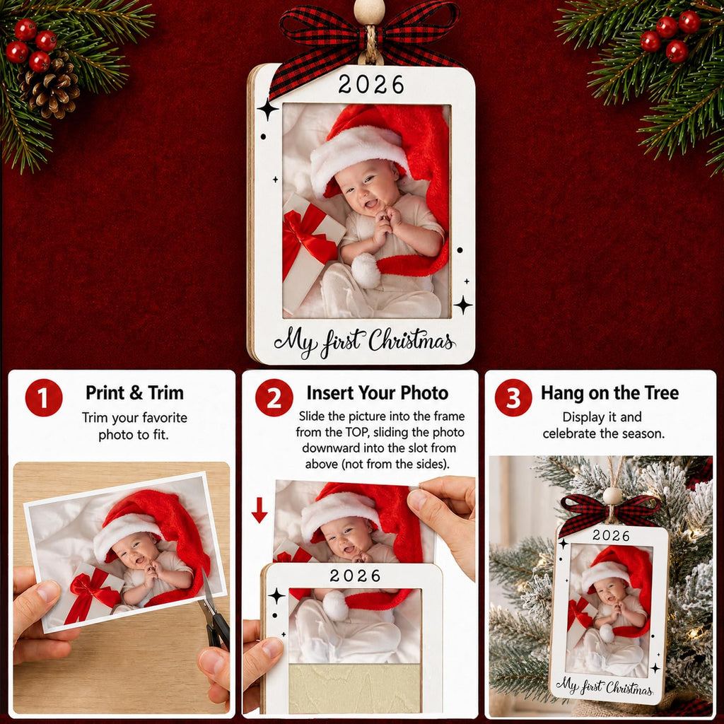Baby's First Christmas Ornament 2026 Picture Frame Q464