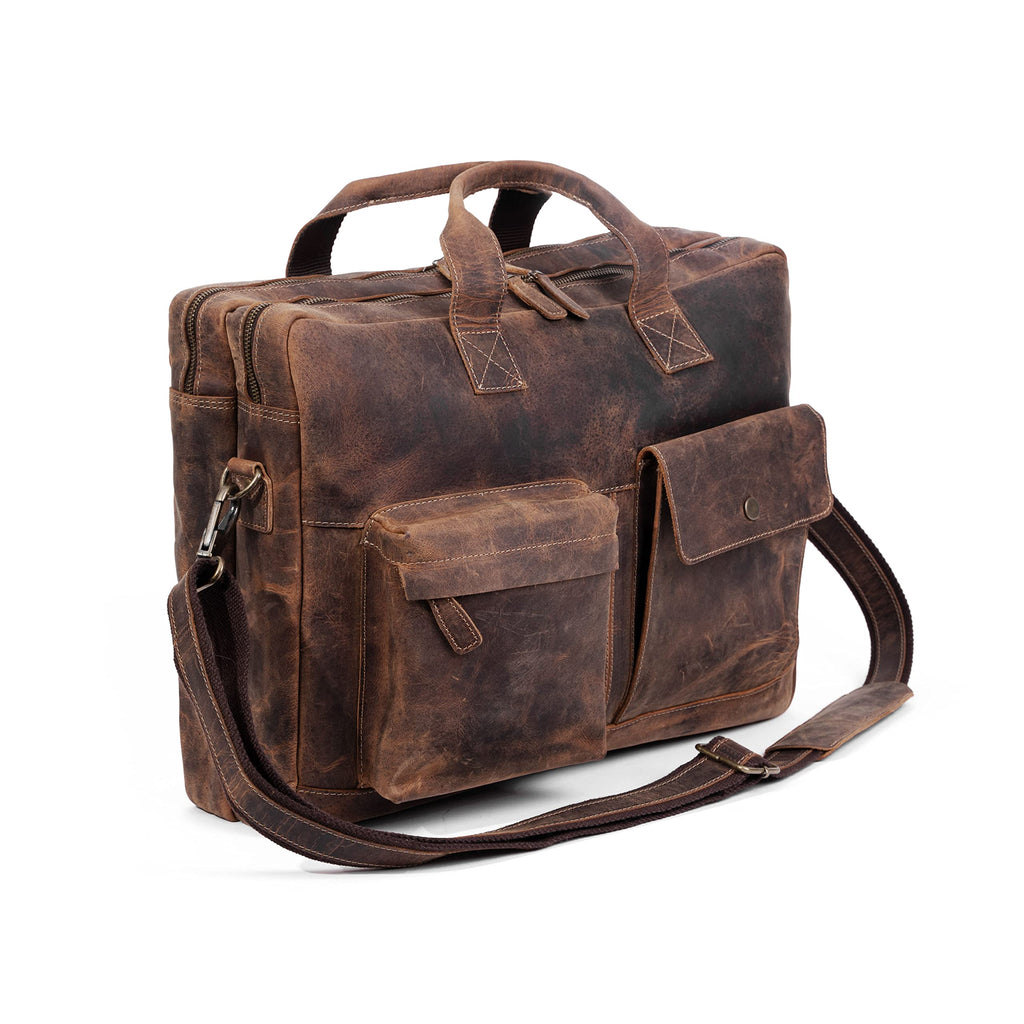 18 Inch Leather Laptop Messenger Bag W7803
