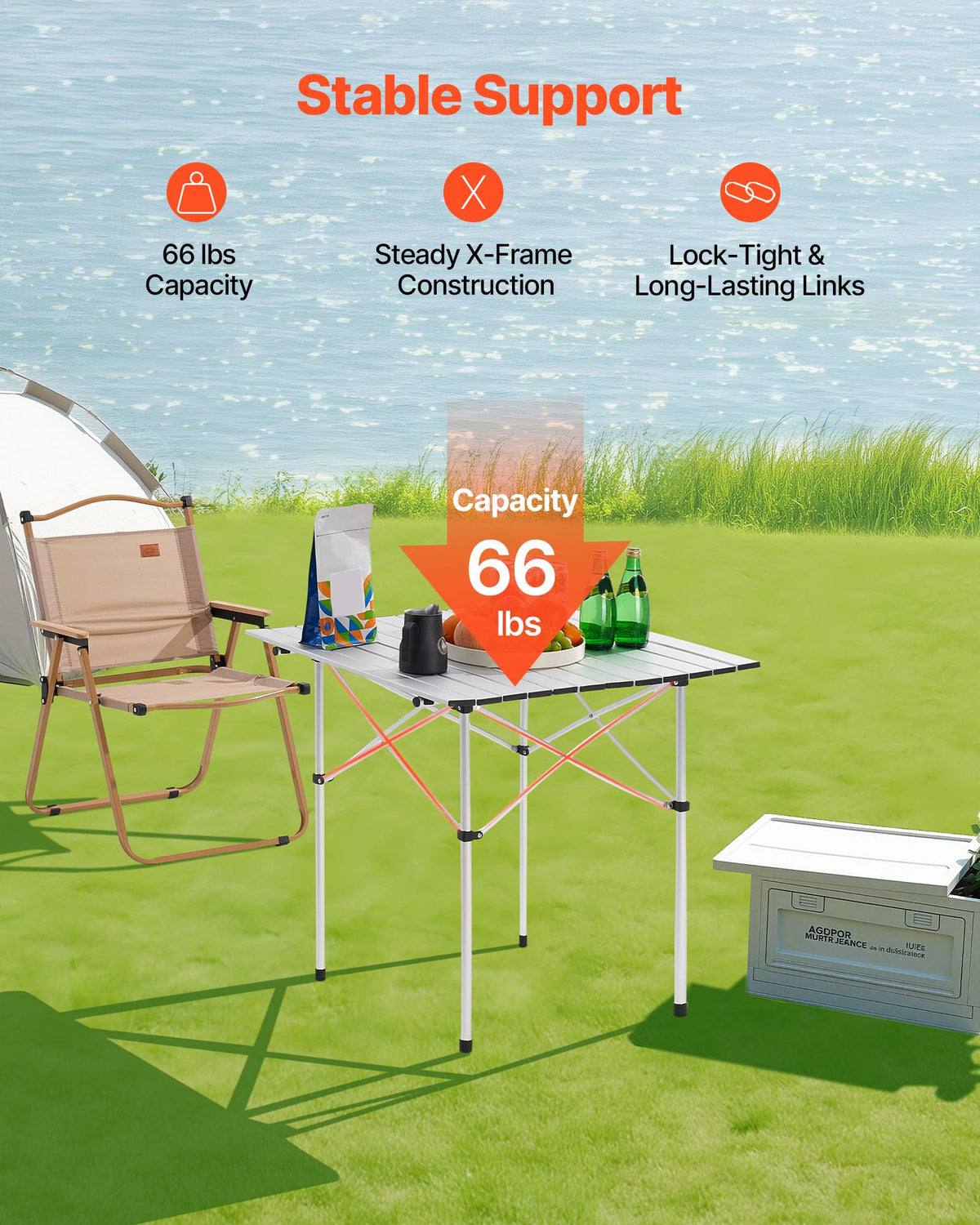 Folding Camping Table 28 inch Silver P540044