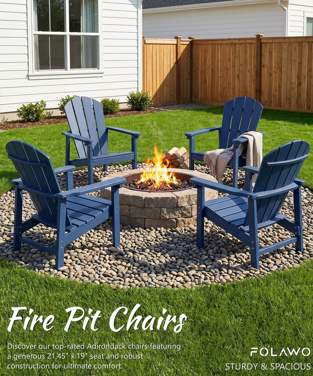 Navy Blue HDPE Adirondack Chair Set of 8 B6496