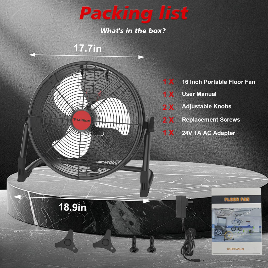 16" Battery Powered Cordless Floor Fan E8471