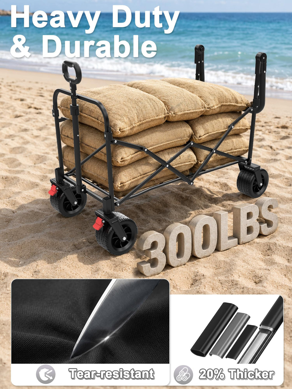 Collapsible Wagon with Canopy Black P495927