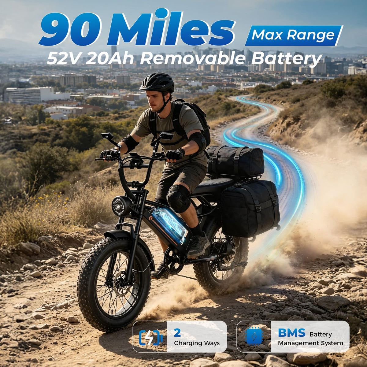 Electric Bike, 3000W Peak, 90 Miles & 38MPH C480