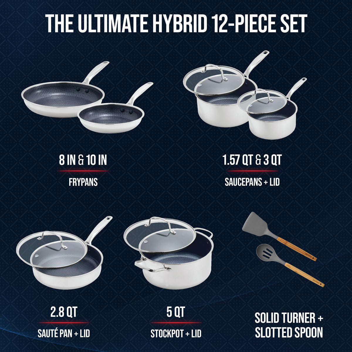 12 Piece Stainless Steel Nonstick Cookware Set Y989