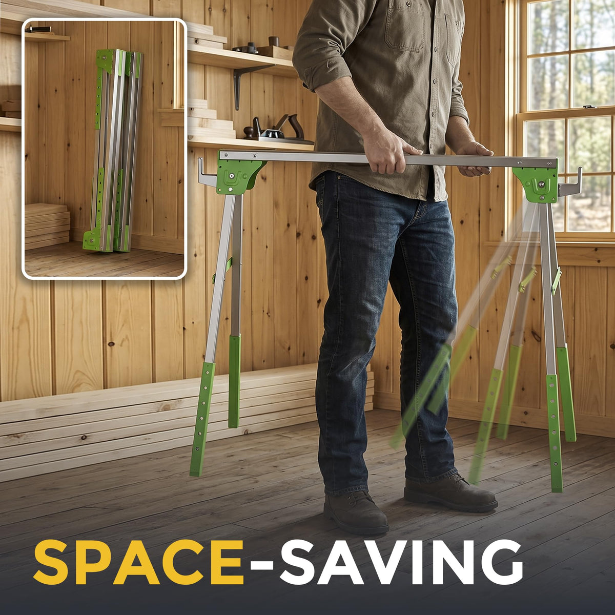 2 Pack Folding Adjustable Saw Horses R5693