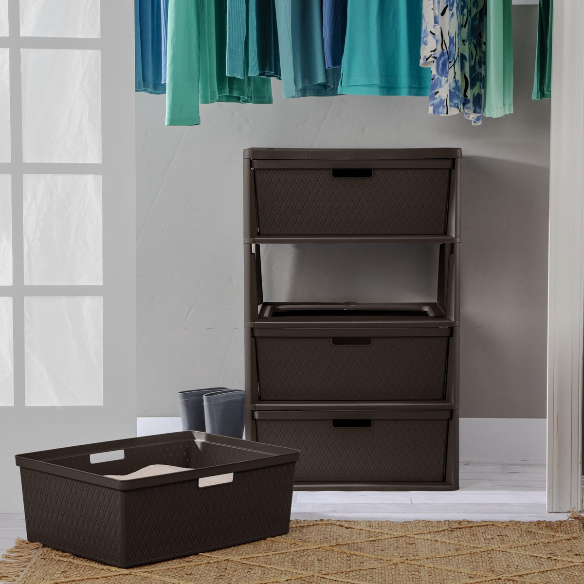 4 Drawer Plastic Storage Tower Brown E466