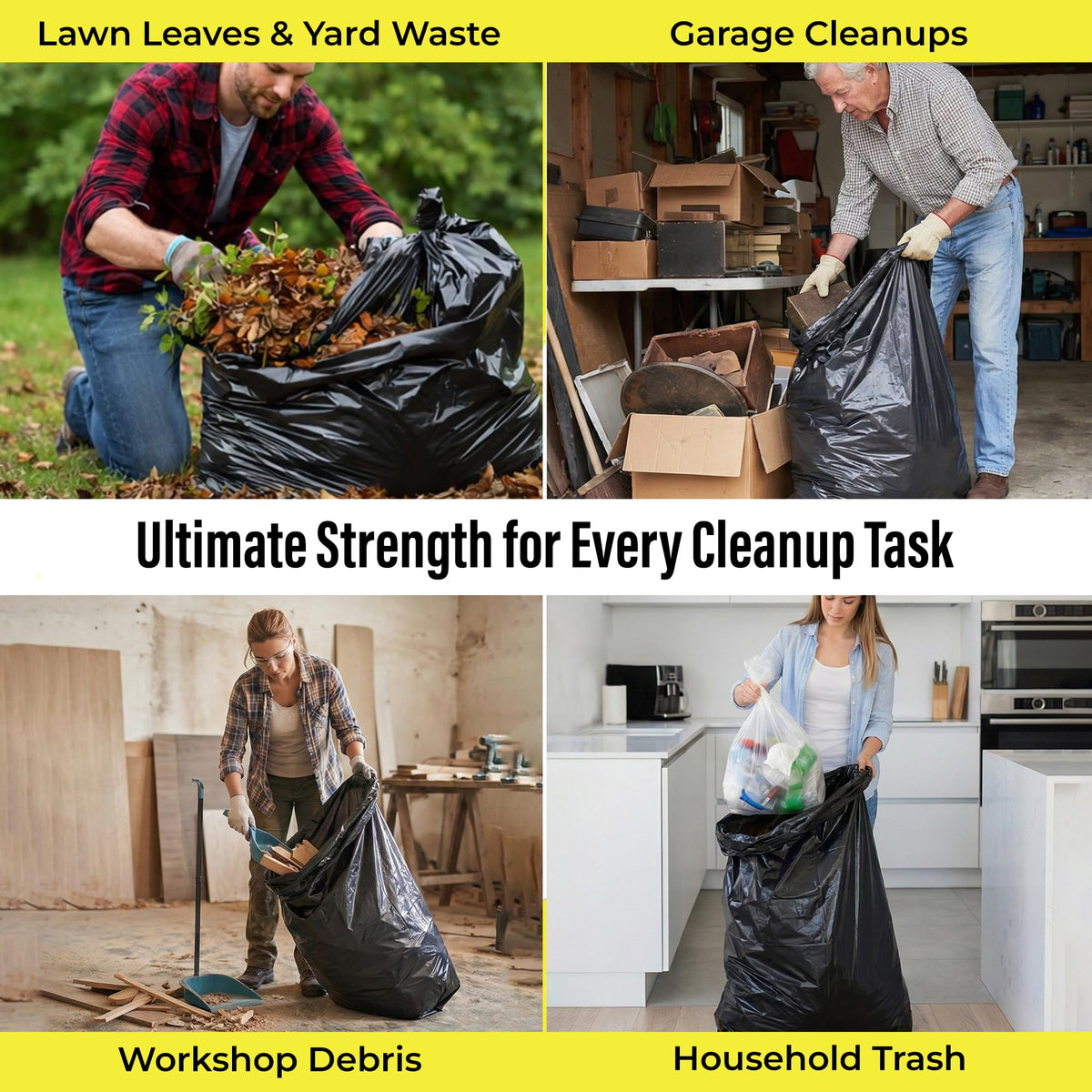 42 Gallon 3 Mil Black Heavy-Duty Trash Bags H3800