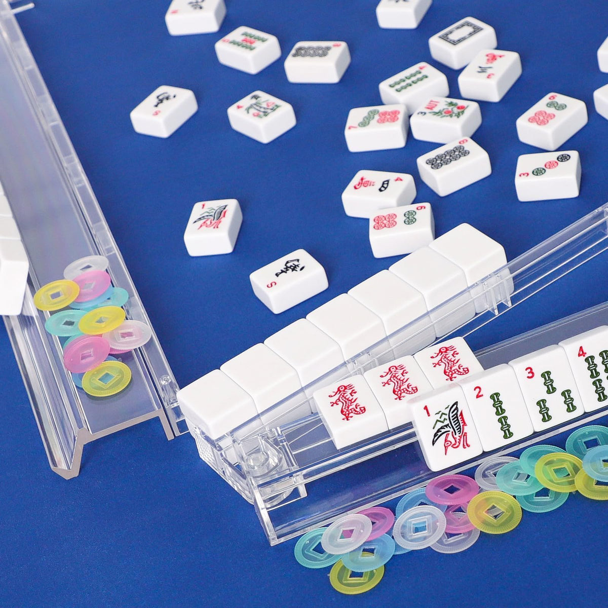 Clear Mahjong Racks with Pushers, 4 Piece Set J60379