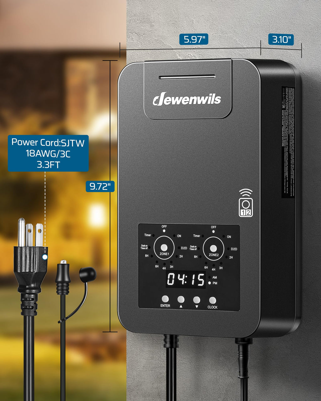 300W Low Voltage Transformer with Remote Photocell Sensor & Timer Y15833