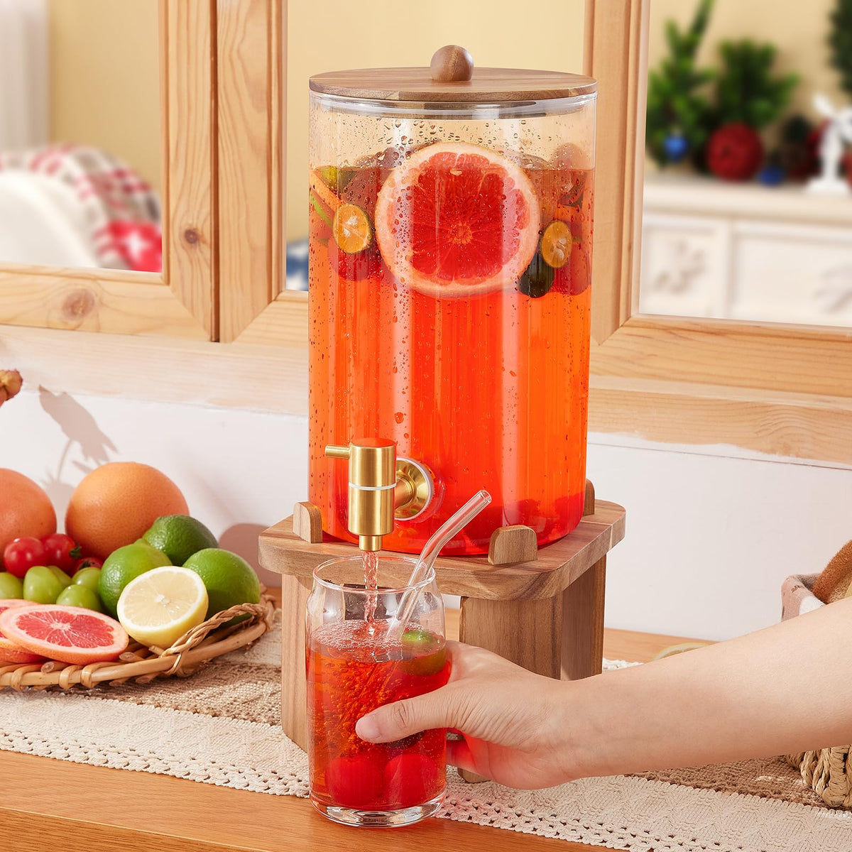 Glass Drink Dispenser with Stand N3911