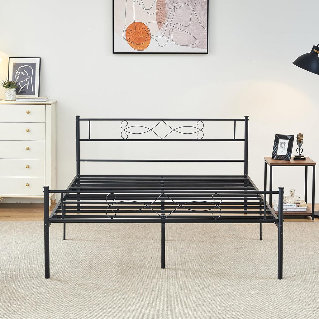 14" Full Size Metal Platform Bed Frame with Headboard C810
