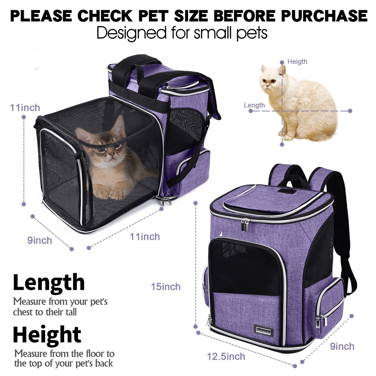 Expandable Ventilated Pet Carrier Backpack T64121
