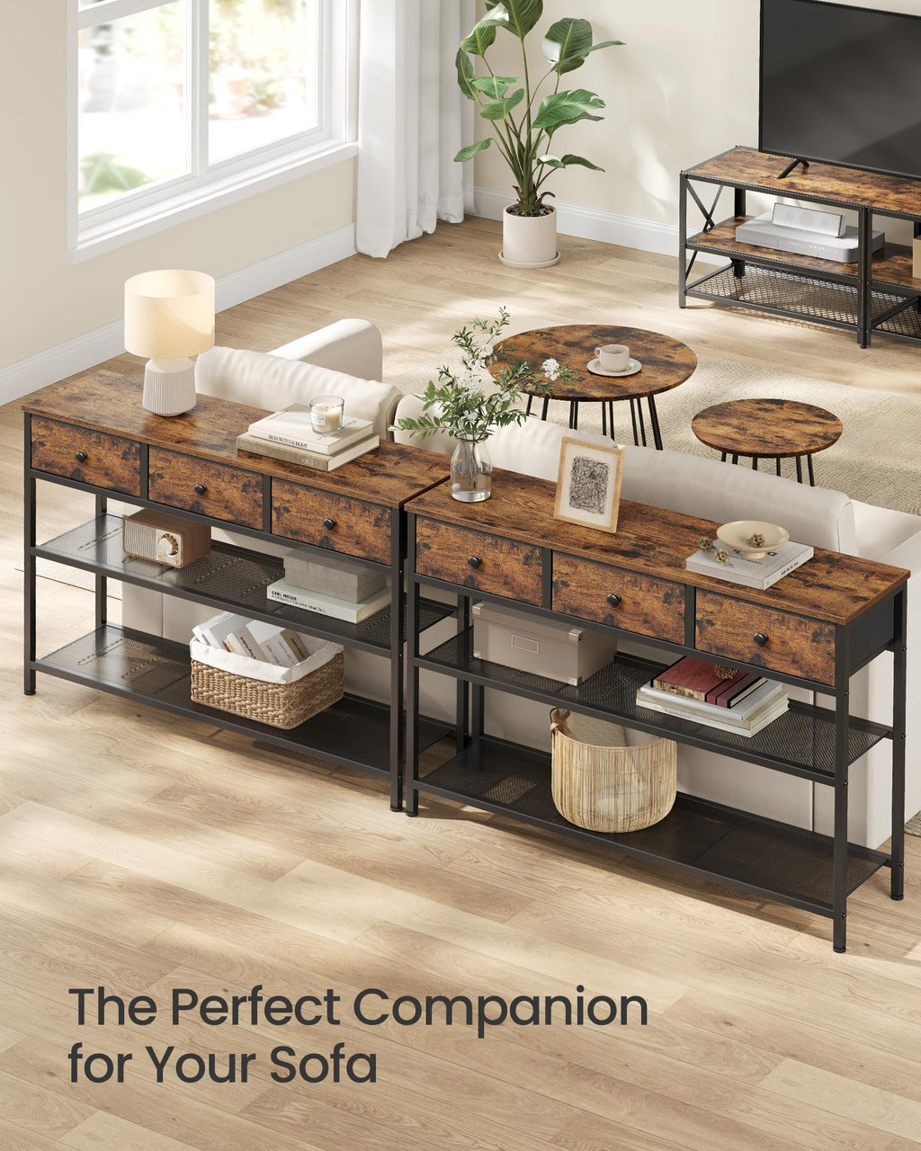 Console Table with 3 Fabric Drawers D221942
