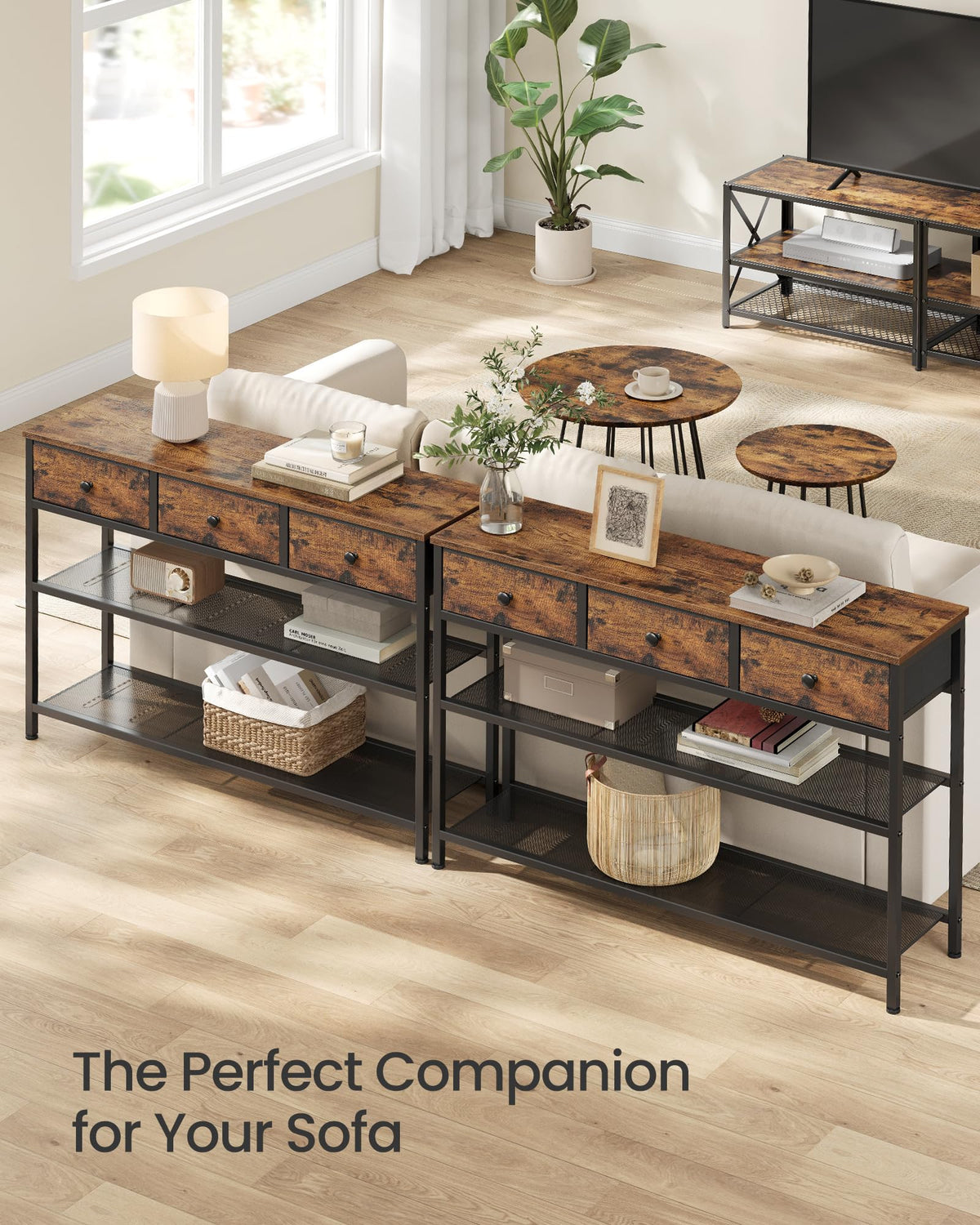 Console Table with 3 Fabric Drawers D221942
