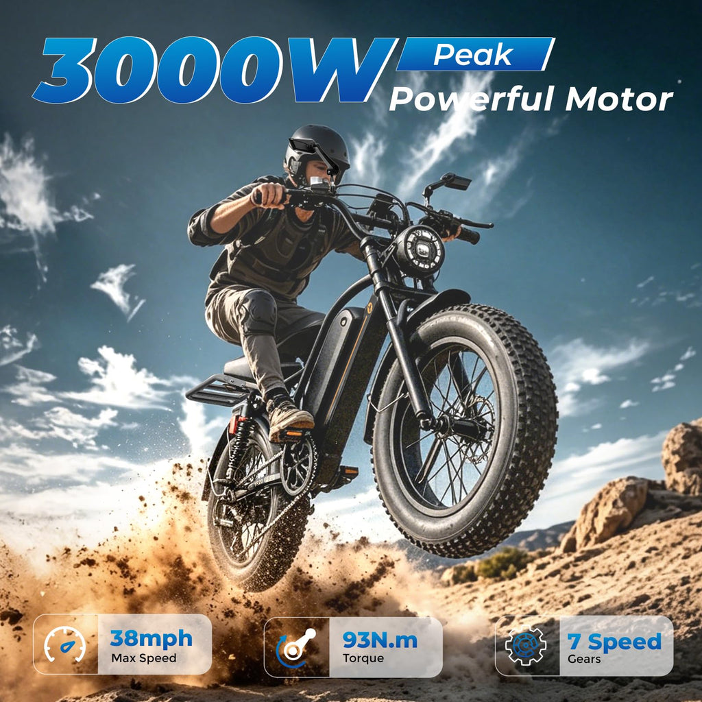 Electric Bike, 3000W Peak, 90 Miles & 38MPH C480