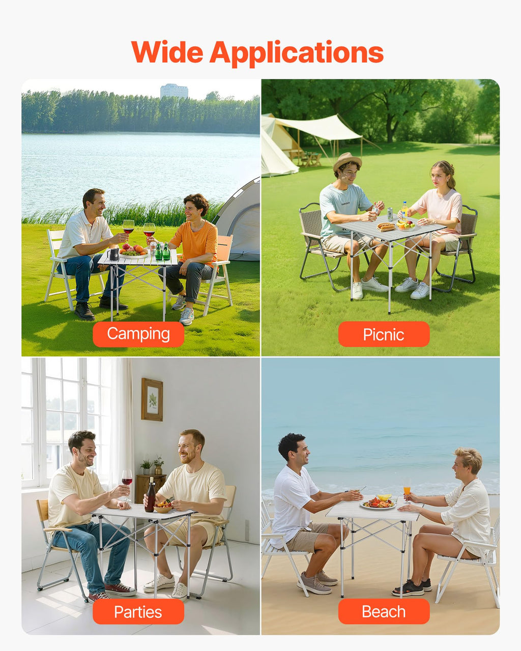 Folding Camping Table 28 inch Silver P540044